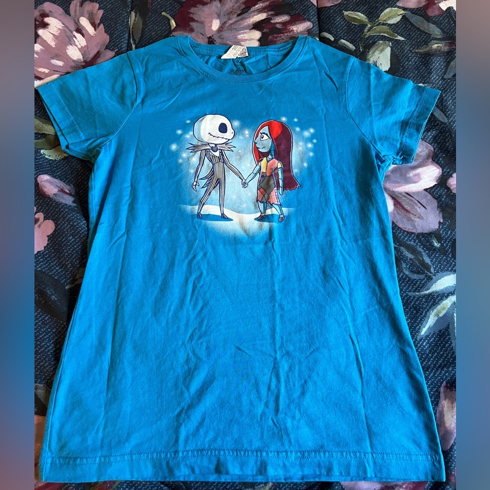 TeeTurtle small ladies light blue Nightmare Before Christmas t-shirt